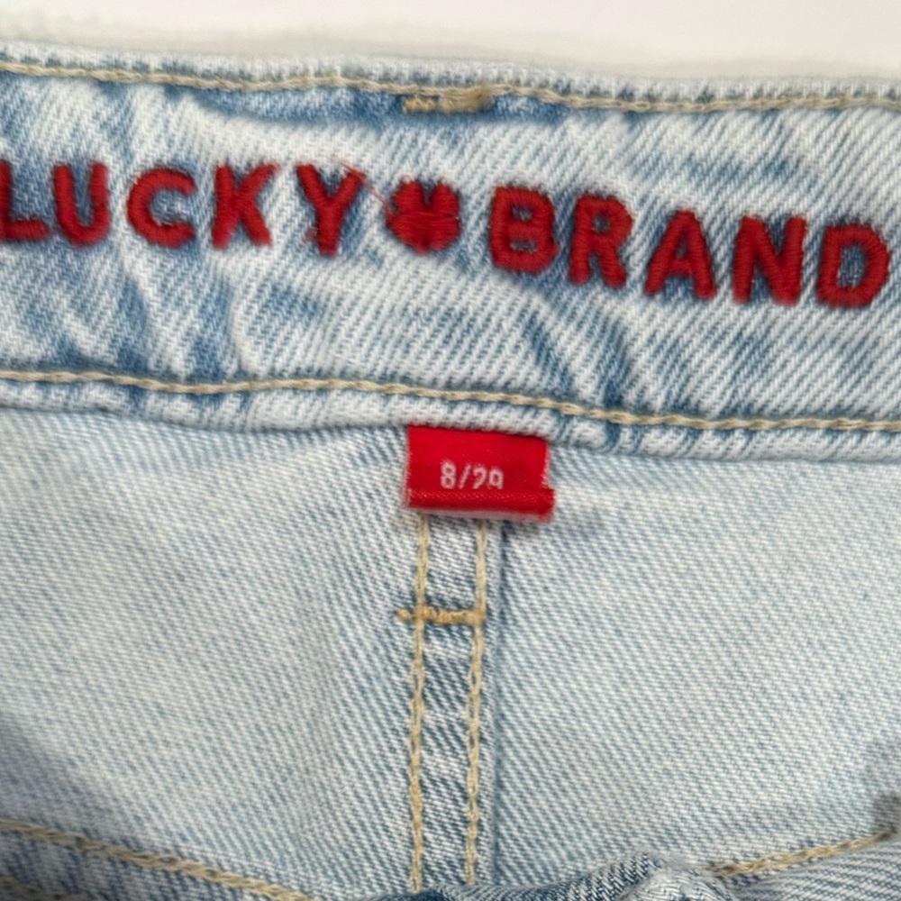 LUCKY BRAND Light Wash Blue Denim Jean Midi Skirt With Slit & Pockets NWT 8/29 - Picture 5 of 14